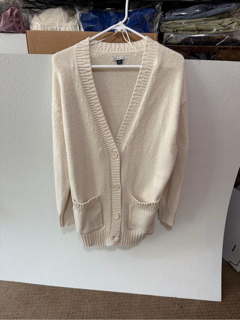 American Eagle Outfitters Cream Button-Front Women's Cardigan